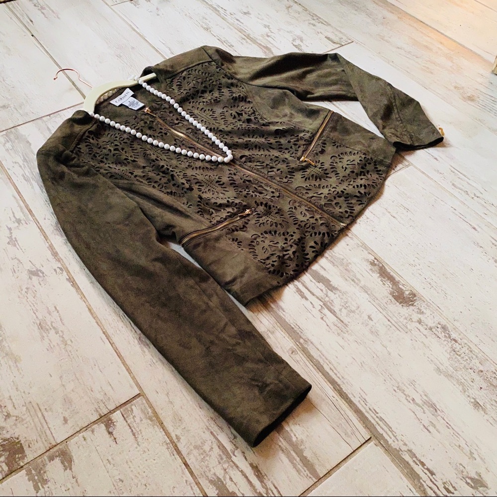 {SALE} Carmen Marc Valvo Zip Up Motto Jacket. - Picture 3 of 8